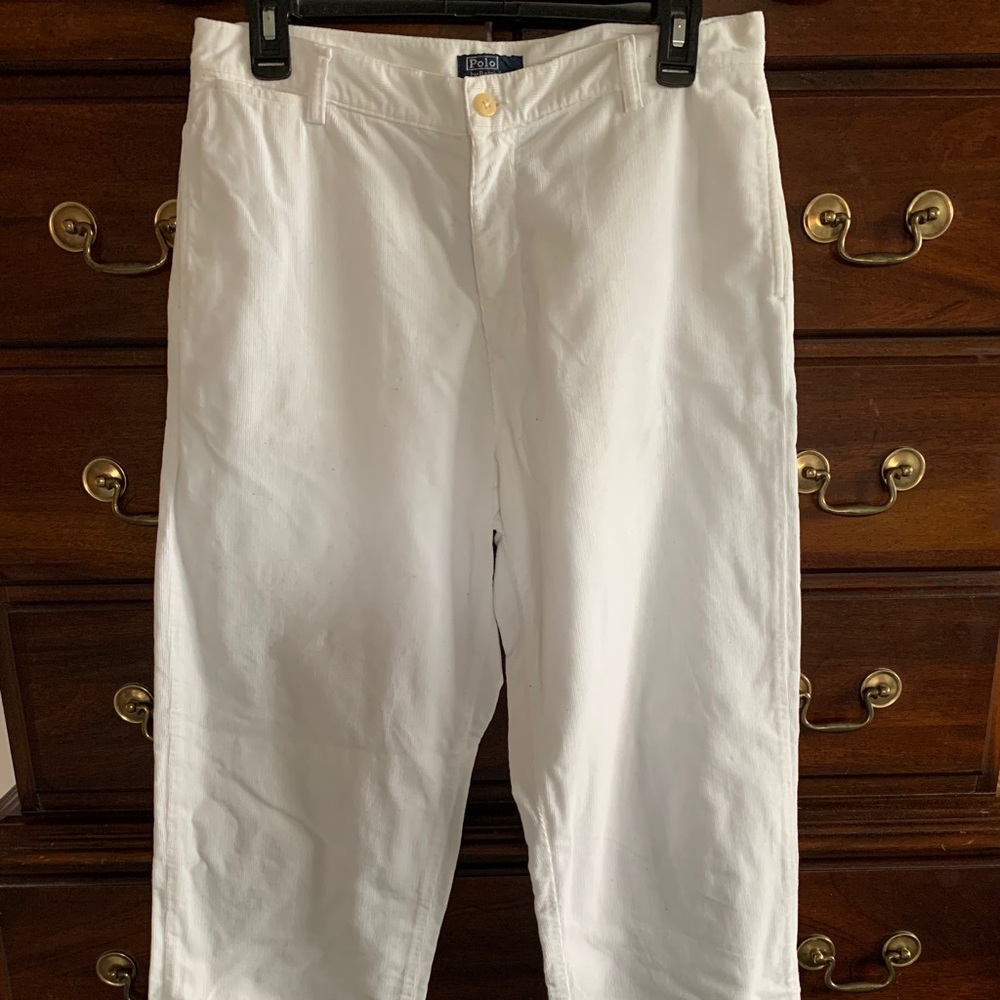 POLO BY RALPH LAUREN BOYS WHITE CORDUROY TROUSERS